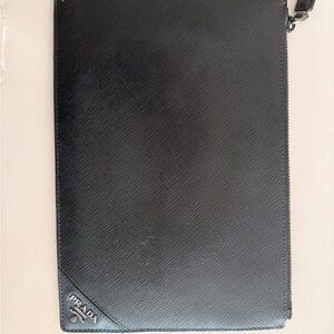 Prada Men's Black Leather Pouch